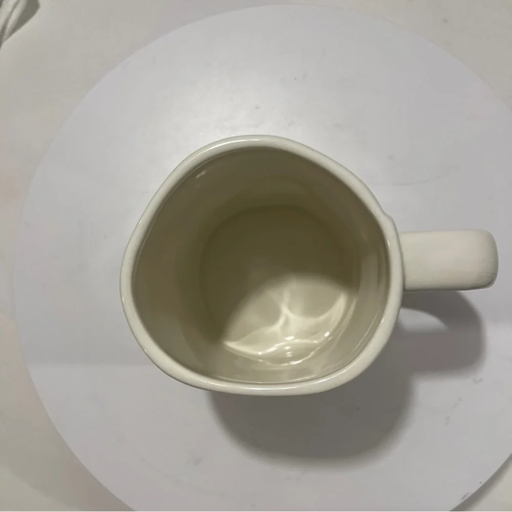 Rae Dunn Art Deco White Ceramic Mug with Black Text Chunky‎ Artwork Coffee